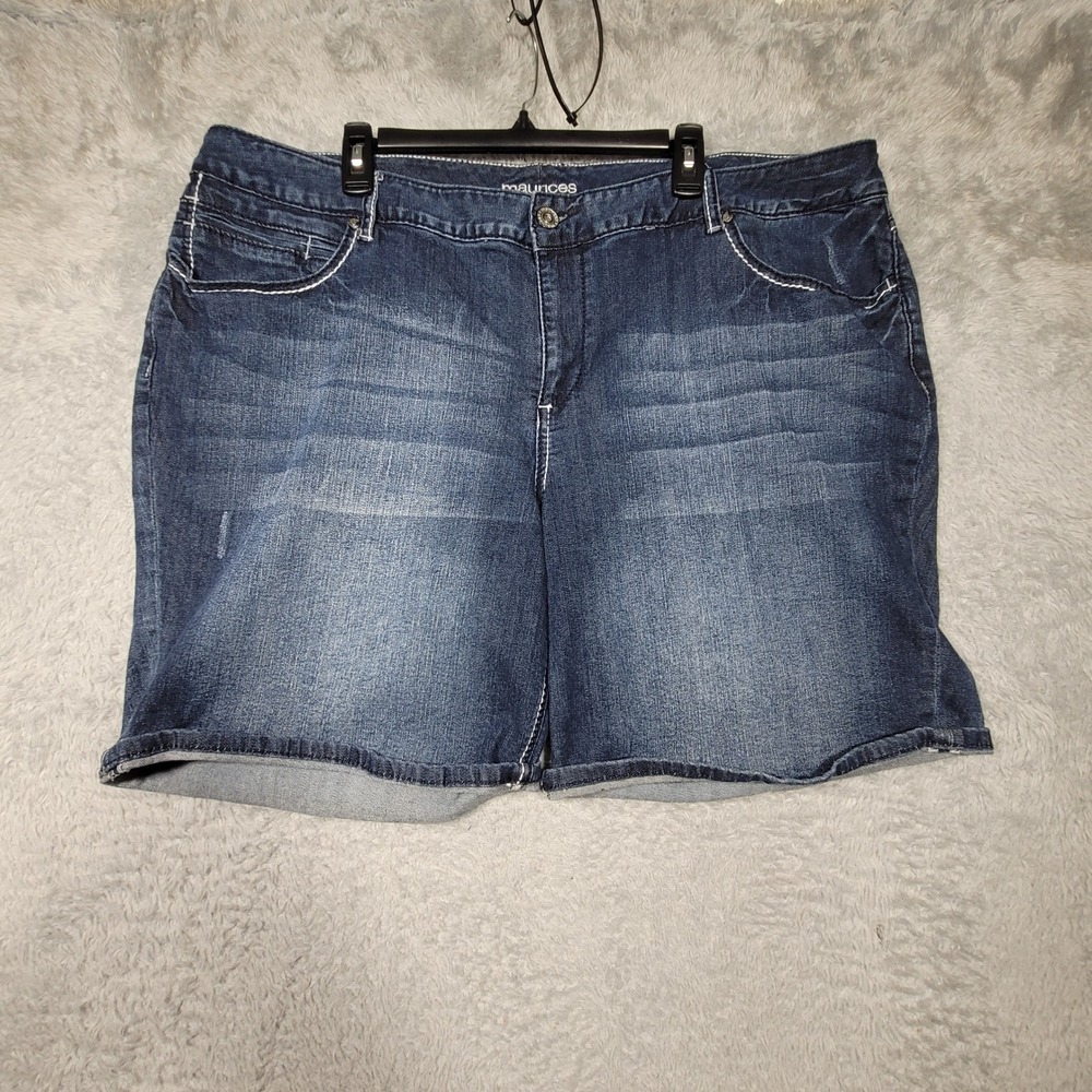 Maurices Denim Shorts Women Size 26 Blue Embellished‎ Pocket Stretch 44x8